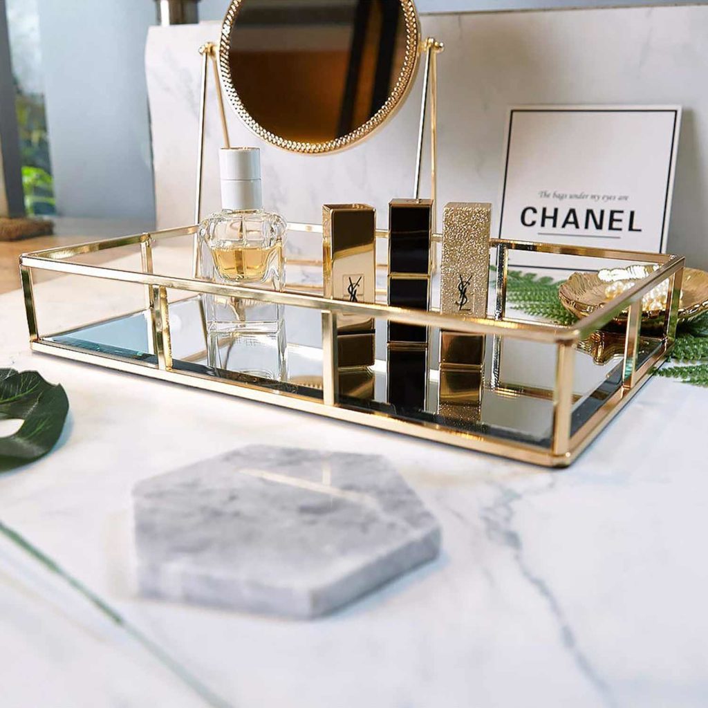 PuTwo Mirrored And Gold Perfume Tray