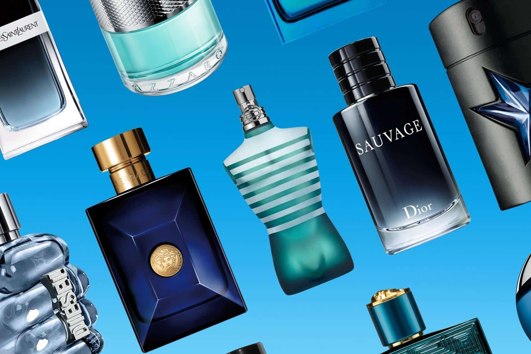 Cologne in a blue bottle